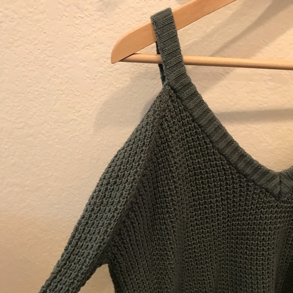 Sage Green cold shoulder sweater - Picture 2 of 3